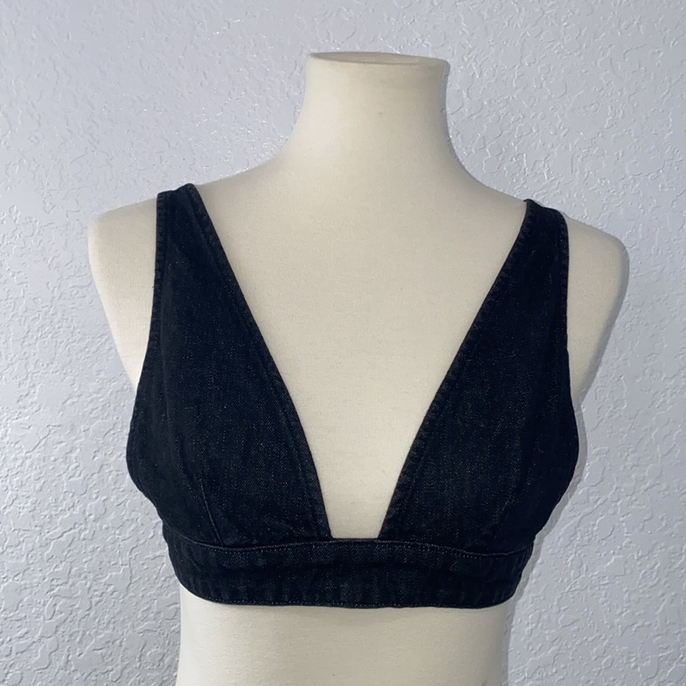 PE NATIONAL BRALETTE TOP BLACK DENIM XS